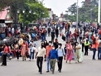 A large number of tourists strolling at Ridge in Shimla in July. (Photo by Deepak Sansta / Hindustan Times) A large number of tourists strolling at Ridge in Shimla in July. (Photo by Deepak Sansta / Hindustan Times)