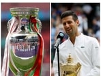 Euro 2020: Wimbledon 2021 winner Novak Djokovic (in frame) gave an epic response while predicting Italy vs England final winner. Euro 2020: Wimbledon 2021 winner Novak Djokovic (in frame) gave an epic response while predicting Italy vs England final winner.