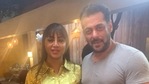 Arshi Khan poses with Salman Khan at the Bigg Boss 14 after-party. Arshi Khan poses with Salman Khan at the Bigg Boss 14 after-party.