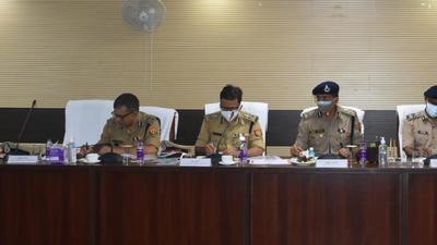A meeting of senior police officials being held in Varanasi. (HT Photo)