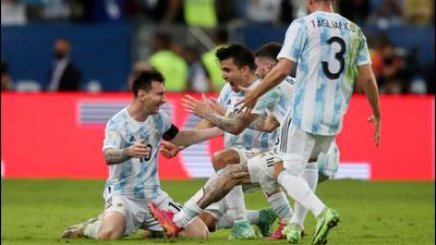 Argentina's Lionel Messi celebrates with teammates after winning the Copa America. (REUTERS) Argentina's Lionel Messi celebrates with teammates after winning the Copa America. (REUTERS)