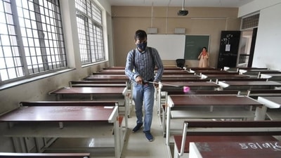 Only teachers and professors will be allowed inside educational institutions for online lectures and other administrative work (Sunil Ghosh/HT Photo) Only teachers and professors will be allowed inside educational institutions for online lectures and other administrative work (Sunil Ghosh/HT Photo)