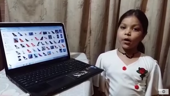 The image shows the 6-year-old girl Aarna Gupta.(YouTube/International Book of Records)