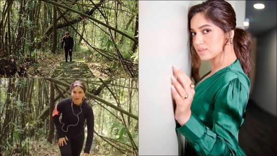 Bhumi Pednekar raises the bar of fitness goals, climbs 950 stairs non-stop through a bamboo forest(Instagram/thebodyandsoulproject/bhumipednekar)