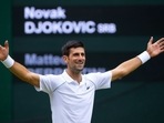 Serbia's Novak Djokovic celebrates after winning his final match against Italy's Matteo Berrettini.