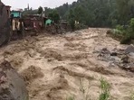 At least six houses were swept away due to flash floods caused from heavy rainfall in Himachal Pradesh's Kangra district. (ANI Photo) At least six houses were swept away due to flash floods caused from heavy rainfall in Himachal Pradesh's Kangra district. (ANI Photo)