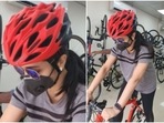 Tamil actor Trisha Krishnan shared a picture of her cycle. Tamil actor Trisha Krishnan shared a picture of her cycle.