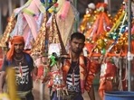 The Kanwar Yatra is an annual pilgrimage that devotees of Lord Shiva undertake during the monsoon in the Hindu holy month of Shravan (July) to fetch the holy waters of the Ganga from Haridwar in Uttarakhand. Most of the pilgrims, called kanwarias, travel on foot.(Sanchit Khanna/HT File) The Kanwar Yatra is an annual pilgrimage that devotees of Lord Shiva undertake during the monsoon in the Hindu holy month of Shravan (July) to fetch the holy waters of the Ganga from Haridwar in Uttarakhand. Most of the pilgrims, called kanwarias, travel on foot.(Sanchit Khanna/HT File)