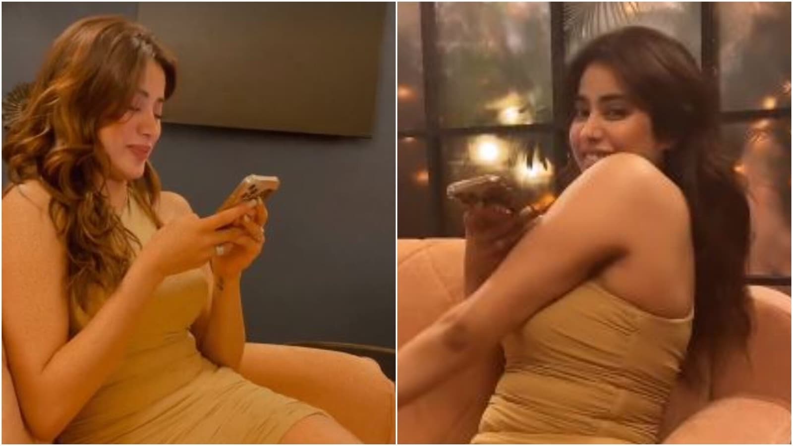 Janhvi Kapoor blushes when she's asked who she's texting, watch