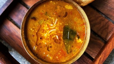 Rasam: This is a sour South Indian soup made with tamarind, tomatoes, spices and herbs.  (Instagram/@delectable_reveries)