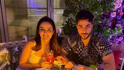 Aly Goni poses with Jasmin Bhasin.