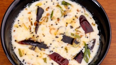 Inji Thayir: This is a very dish but a very important one in the Sadhya. It is made with yoghurt, ginger and green chillies.  (Instagram/@shaangeo)