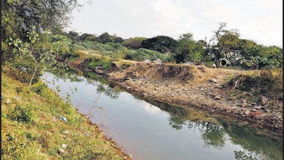 The waters of the Mutha canal had breached the banks in 2018 due to holes in the embankment caused by rodents burrowing. BGM layers to be used to stop leakage. (HT)