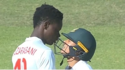 Blessing Muzarabani and Bangladesh’s Taskin Ahmed. (File)