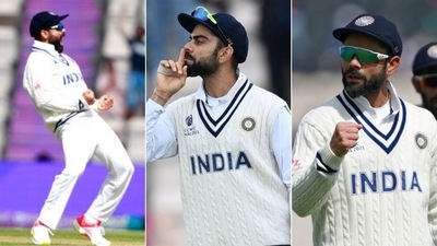 Virat Kohli reacts during the WTC Final (HT Collage)