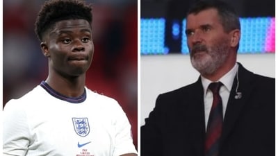 Euro 2020 final, Italy vs England: Roy Keane (right) slammed England for sending Bukayo Saka for the deciding fifth penalty. (HT Collage) Euro 2020 final, Italy vs England: Roy Keane (right) slammed England for sending Bukayo Saka for the deciding fifth penalty. (HT Collage)