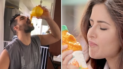 Angad Bedi said that he failed to recreate Katrina Kaif’s mango drink moment. Angad Bedi said that he failed to recreate Katrina Kaif’s mango drink moment.