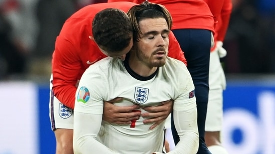 Jack Grealish slammed the penalty critics after England lost the Euro 2020 final to Italy in shootout at the Wembley Stadium on Sunday.(Pool via REUTERS)