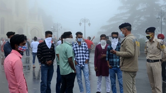 Dharamshala is currently packed with tourists who flocked to Himachal Pradesh after the government relaxed coronavirus curbs in the state. (Photo by Deepak Sansta / Hindustan Times)