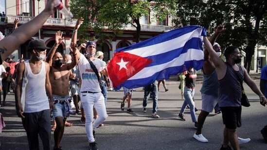Cuba President Diaz-Canel on Monday blamed the historic protests on what he called was the US "economic asphyxiation" and social media campaigns by counter-revolutionaries. (Reuters Photo)