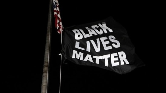 Protesters hang a Black Lives Matter Flag. (Reuters file photo)