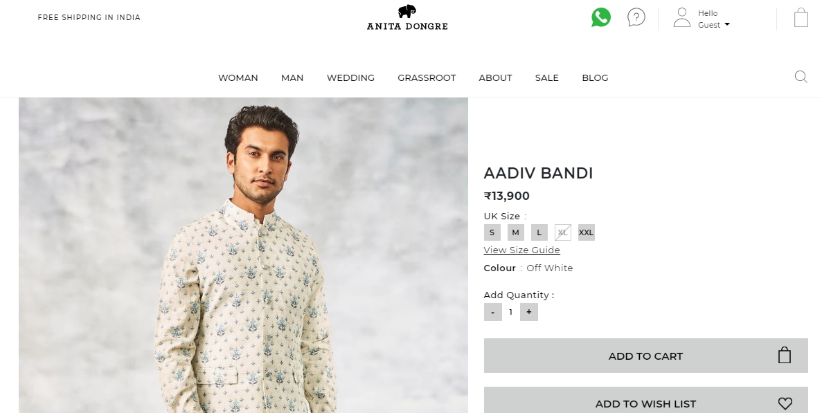 Vikrant Massey's bandi from Anita Dongre(anitadongre.com)