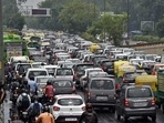 Heavy traffic on Ring Road, near the Millennium Park, due to water-logging after morning showers. (Photo by Ajay Aggarwal / Hindustan Times) Heavy traffic on Ring Road, near the Millennium Park, due to water-logging after morning showers. (Photo by Ajay Aggarwal / Hindustan Times)