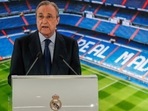 Real Madrid's President Florentino Perez gives a speech at the Santiago Bernabeu stadium in Madrid. (AP) Real Madrid's President Florentino Perez gives a speech at the Santiago Bernabeu stadium in Madrid. (AP)