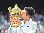 Novak Djokovic with the Wimbledon trophy after winning his final match against Italy's Matteo Berrettini.(File photo) Novak Djokovic with the Wimbledon trophy after winning his final match against Italy's Matteo Berrettini.(File photo)