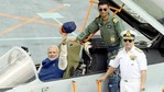 Prime Minister Narendra Modi in MiG-29K cockpit onboard INS Vikramaditya in June 2014. Prime Minister Narendra Modi in MiG-29K cockpit onboard INS Vikramaditya in June 2014.