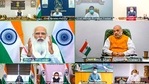 Prime Minister Narendra Modi interacts with chief ministers of northeastern states on Covid-19 situation via video conferencing in New Delhi, on Tuesday, July 13, 2021. (PTI) Prime Minister Narendra Modi interacts with chief ministers of northeastern states on Covid-19 situation via video conferencing in New Delhi, on Tuesday, July 13, 2021. (PTI)