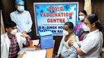 A beneficiary gets a shot of Covid-19 vaccine in a mobile vaccination train in Kolkata on Monday. (ANI) A beneficiary gets a shot of Covid-19 vaccine in a mobile vaccination train in Kolkata on Monday. (ANI)