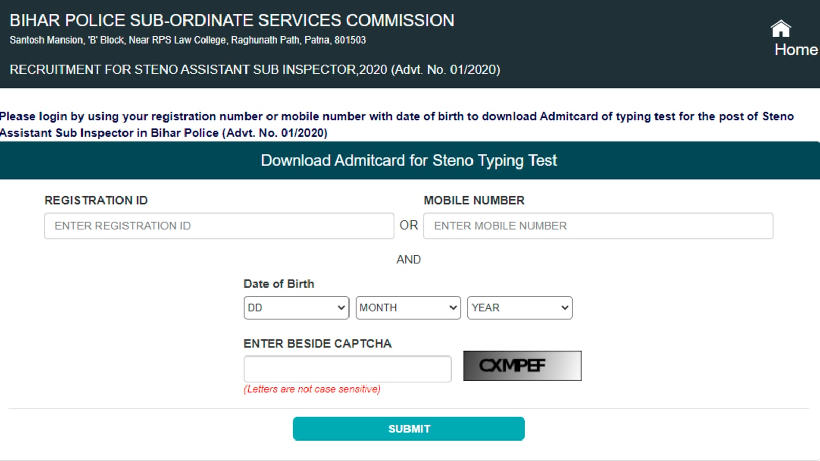 Bihar Police admit card 2021 for steno assistant SI typing test released