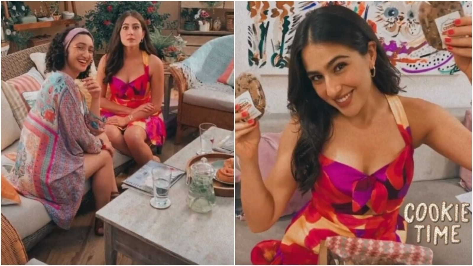 Sara Ali Khan does girl-next-door look right in colourful halter-neck mini dress