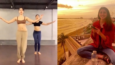 Navya Naveli Nanda reacts to Shanaya Kapoor's latest belly dance video. Navya Naveli Nanda reacts to Shanaya Kapoor's latest belly dance video.