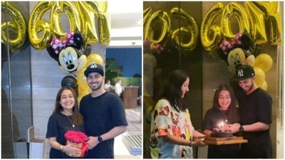 Neha Kakkar celebrates with Rohanpreet Singh. Neha Kakkar celebrates with Rohanpreet Singh.