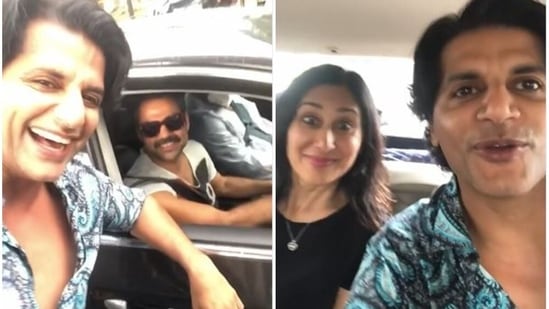 Karanvir Bohra with Abhay Deol in Mumbai. Also seen in his video is wife Teejay Sidhu.