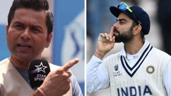 Aakash Chopra lauds India skipper Virat Kohli's 'in your face' attitude.(HT Collage) Aakash Chopra lauds India skipper Virat Kohli's 'in your face' attitude.(HT Collage)