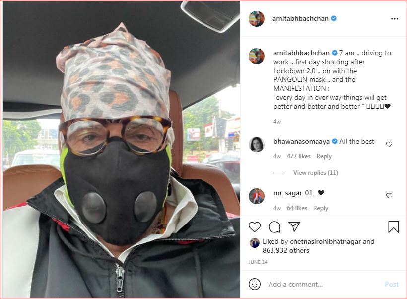 A glimpse of Amitabh Bachchan's post.