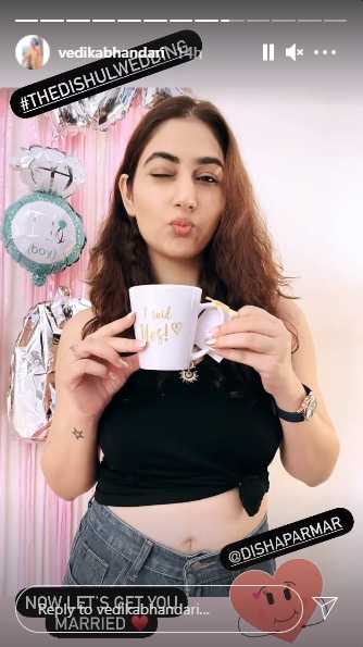 In another Instagram Stories, she is seen holding a mug that read, 'I said yes!'
