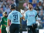 England's James Vince celebrates his century