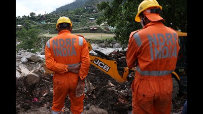 Rulehar village of Boh panchayat in Shahpur sub-division of Kangra district was hit by a landslide triggered by heavy rains on Monday morning. (HT Photo) Rulehar village of Boh panchayat in Shahpur sub-division of Kangra district was hit by a landslide triggered by heavy rains on Monday morning. (HT Photo)