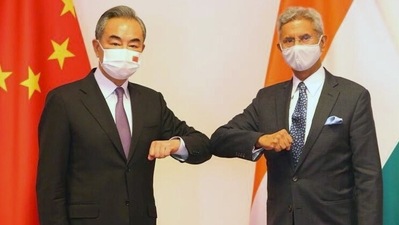 External affairs minister S Jaishankar holds bilateral meeting with Chinese foreign minister Wang Yi on the sidelines of the Dushanbe SCO Foreign Ministers Meeting, in Tajikistan on Wednesday. (ANI)