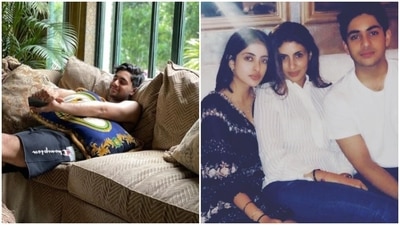 Shweta Bachchan with her children--son Agastya Nanda and daughter Navya Naveli Nanda. Shweta Bachchan with her children--son Agastya Nanda and daughter Navya Naveli Nanda.