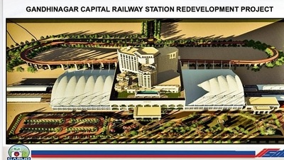 A screenshot of the model of Gandhinagar capital station, India’s first railway station redeveloped through PPP. (HT Photo) A screenshot of the model of Gandhinagar capital station, India’s first railway station redeveloped through PPP. (HT Photo)