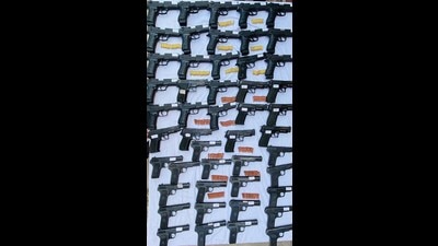 The cache of arms was recovered from a Hyundai i-20 car at a checkpoint at Kathunangal village in Amritsar district on June 11. The cache of arms was recovered from a Hyundai i-20 car at a checkpoint at Kathunangal village in Amritsar district on June 11.