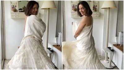 Neena Gupta twirled in an off-shoulder dress. Neena Gupta twirled in an off-shoulder dress.