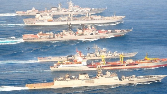 While India has suffered from sea blindness over the years with land-based security doctrines, historically and geostrategically, it has 7,000km of coastline and over 2 million km of exclusive economic zone.(ANI Twitter. Representative image) While India has suffered from sea blindness over the years with land-based security doctrines, historically and geostrategically, it has 7,000km of coastline and over 2 million km of exclusive economic zone.(ANI Twitter. Representative image)