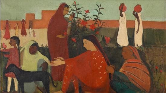 A 1938 oil on canvas by Amrita Sher-gil titled In the Ladies Enclosure. (Sourced)