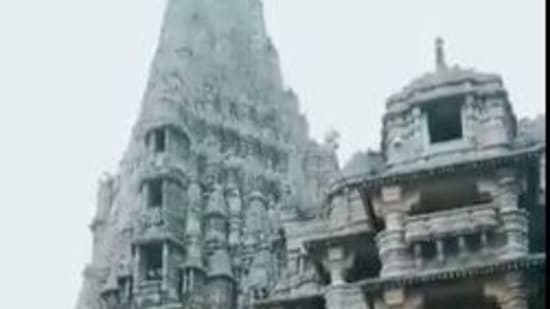 According to a statement issued by Amit Shah's office, the lightning has not damaged the temple structure and no one was injured in the incident.(Twitter)